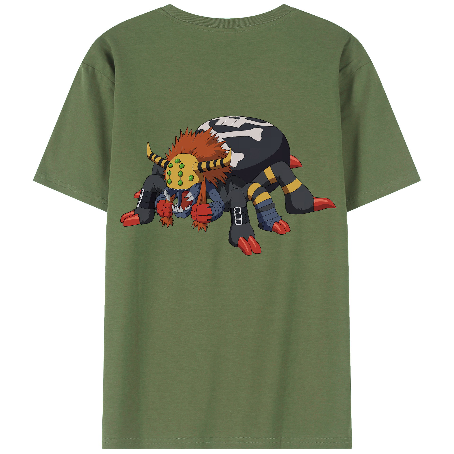（画像用） Digimon デジタルモンスター/デジモン 綿100％ メンズ半袖Tシャツ（バックプリント） 通気性